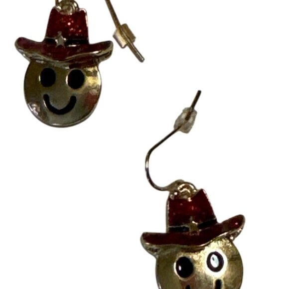 Faded Glory Gold Smiley Cowboy Emoji Necklace Earring Fashion Jewelry Set - Picture 3 of 10